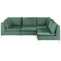 ECKSOFA Modul 4-Sitzer linksseitig Grün Samtstoff Evja - Grün, Textil (235/150cm) - Beliani