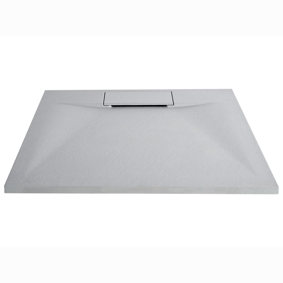 DUSCHWANNE 90/90/3 cm Grau Azzurro - Dunkelgrau/Grau, Kunststoff (90/3/90cm) - Beliani