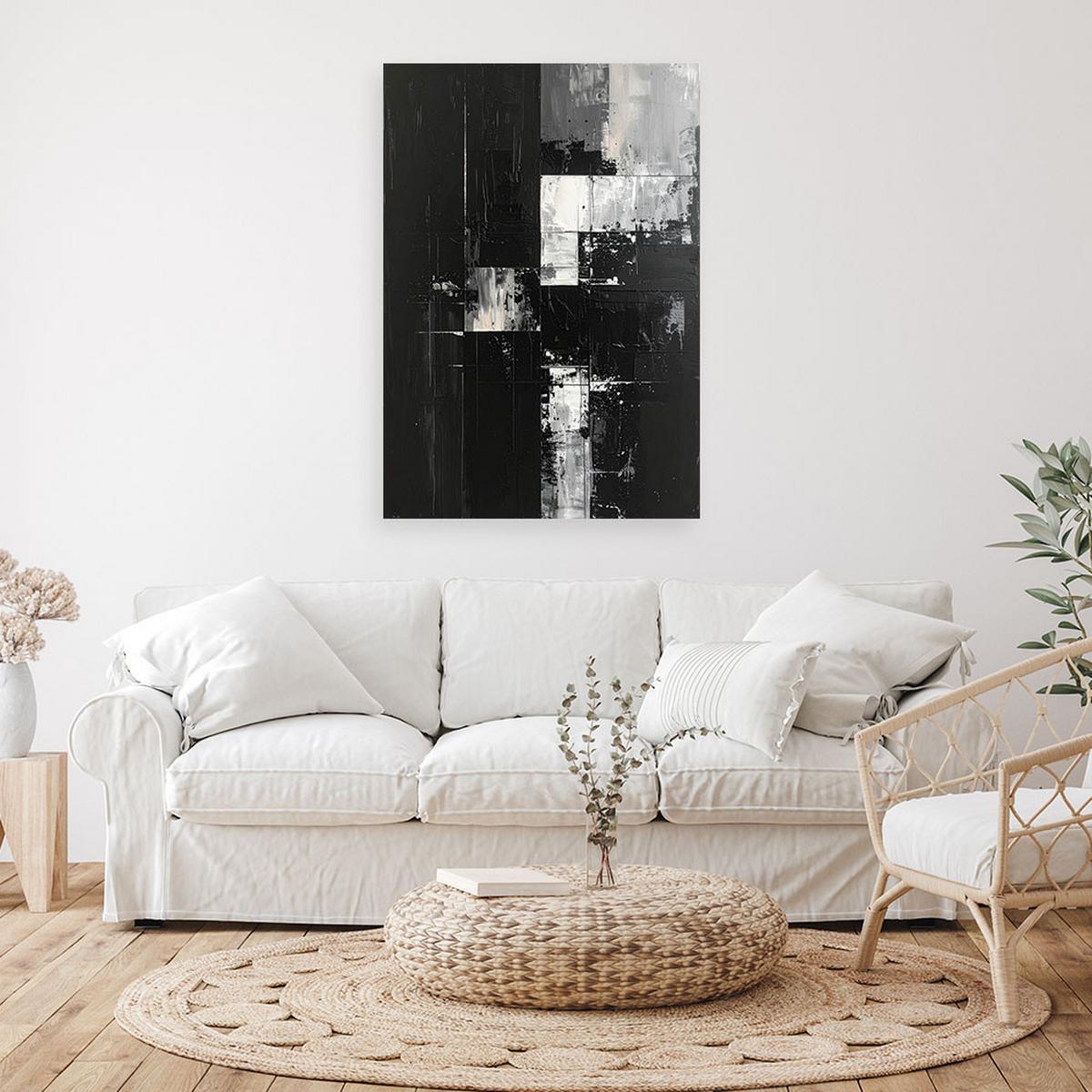 WANDBILD, Dunkle Abstraktion in Schwarz und Grau mit malerischer Textur - Schwarz, Textil (30/45cm) - Feeby