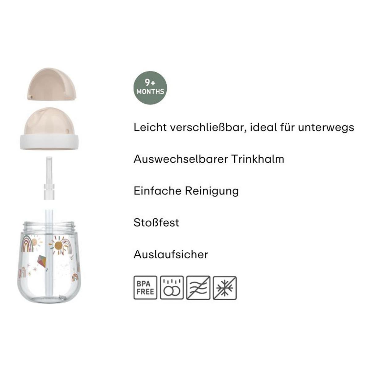 STROHHALMBECHER Mio Sunshine & Rainbow 300 ml - Beige, Kunststoff (0.3L) - Mepal