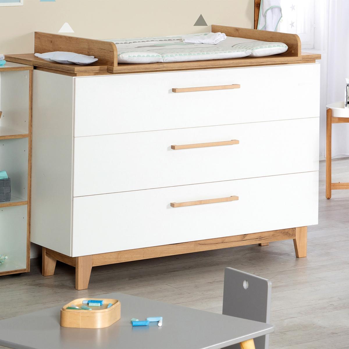 WICKELKOMMODE Finn - Hellbraun/Weiß, Holz/Holzwerkstoff (117.5/104/78cm) - Roba