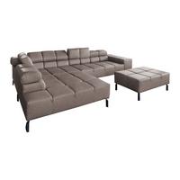ECKSOFA NELSON Dunkelbraun Leder Relaxfunktion - Dunkelbraun/Schwarz, Leder/Metall (321/216cm) - KAWOLA