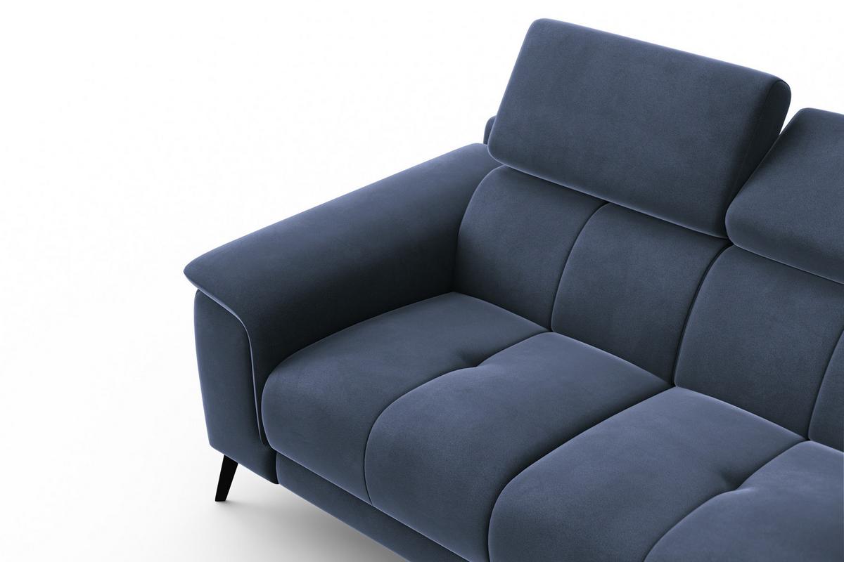 SOFA FIERO 2-Sitzer, Marineblauer Veloursstoff - Blau/Schwarz, Holz/Textil (170/82/103cm) - Courtois Laville