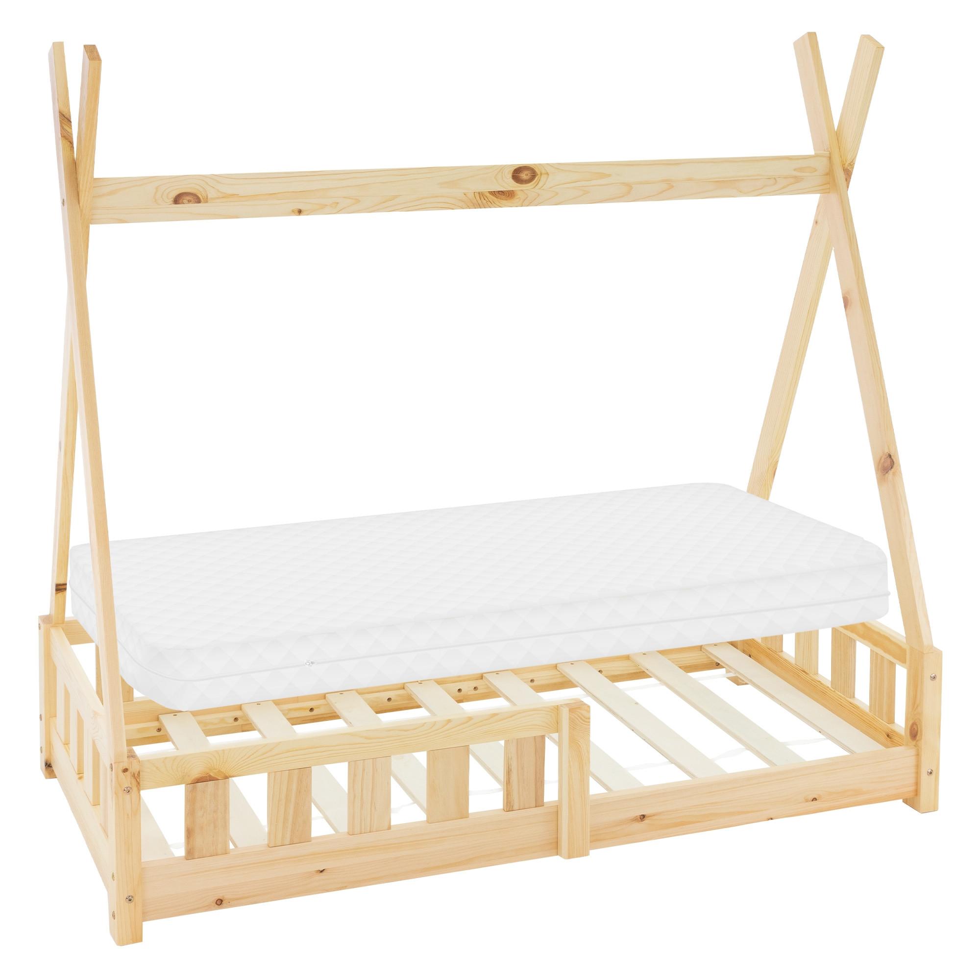 KINDERBETT Tipi mit Matratze 70x140 cm Natur - Naturfarben, Holz (70/140cm) - ML-DESIGN