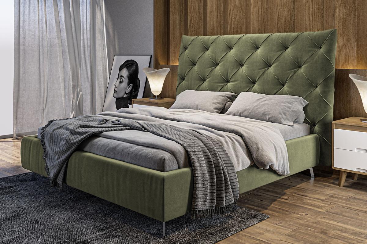 POLSTERBETT ANNY Grün Velvet - Olivgrün/Grün, Textil (160/200cm) - KAWOLA