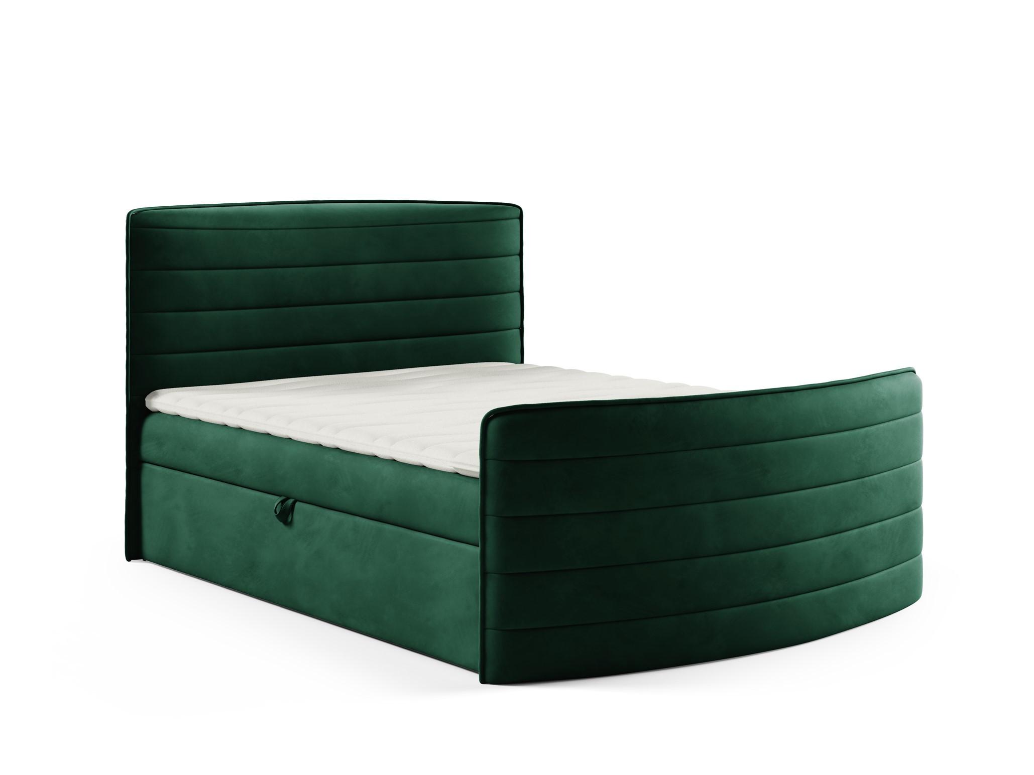 BOXBETT Ambra In Elisa Velvet - Grün, Holzwerkstoff/Textil (160/200cm) - Fun Möbel