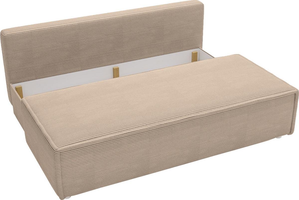 SCHLAFSOFA Diana mit Bettkasten, Beige 200/89/100 cm - Edelstahlfarben/Beige, Textil/Metall (200/89/100cm) - WFL GROUP