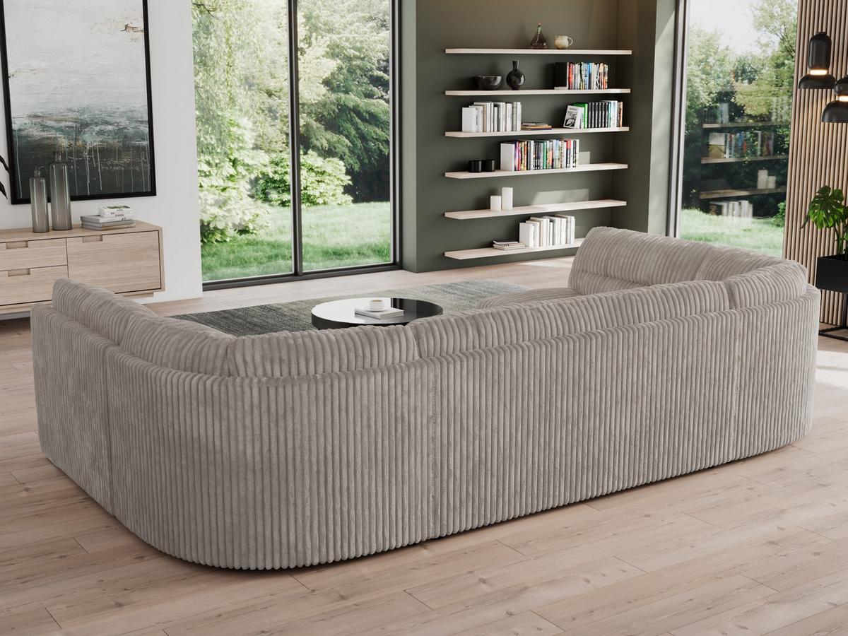 WOHNLANDSCHAFT MORBIDO U Hellgrau Cord - Silberfarben/Hellgrau, Textil/Metall (340/93/206cm) - MKS
