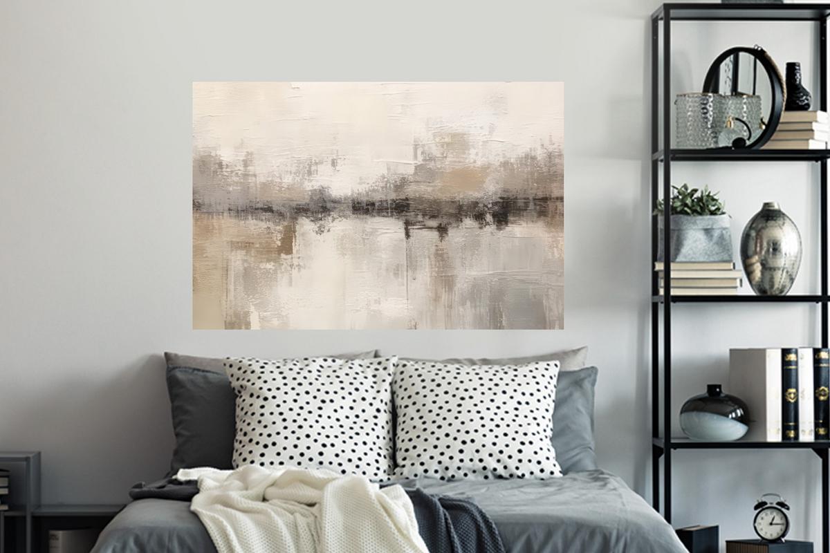 WANDTATTOO Moderne Kunst - Abstrakt - Beige Wandsticker 120x80 cm - Beige, Kunststoff (120/80/0.1cm) - MuchoWow