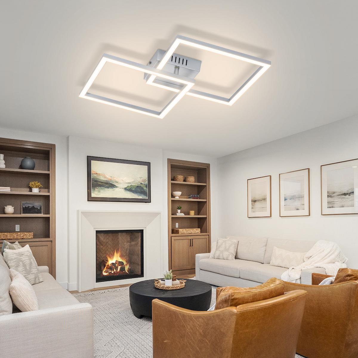 LED DECKENLEUCHTE Celwynne 39.5/39.5/6.7 cm - Silberfarben, Kunststoff (39.5/39.5/6.7cm) - ZMH