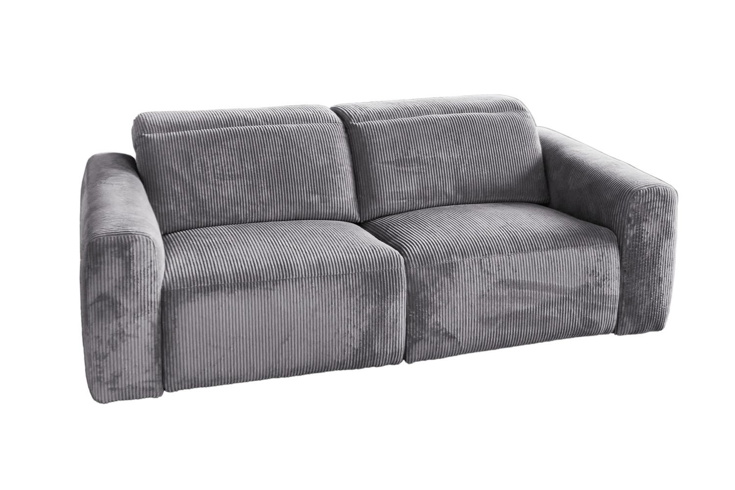 SOFA FINN Grau Cord - Schwarz/Grau, Kunststoff/Textil (210/80/107cm) - KAWOLA