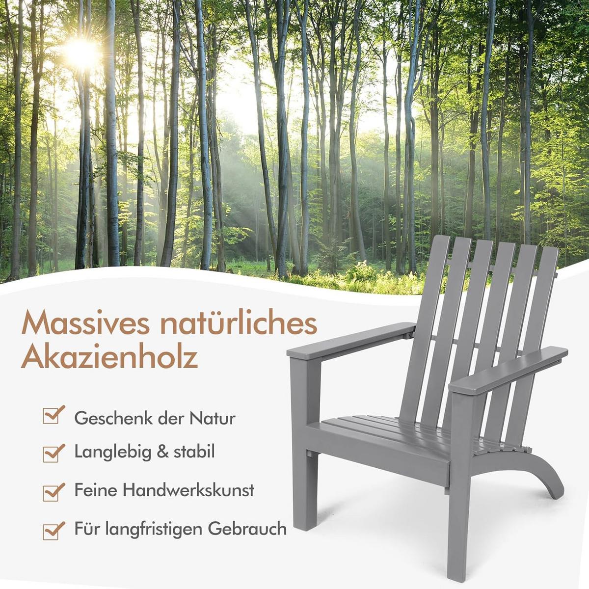 STUHL Grau - Grau, Holz (73/86/67.5cm) - COSTWAY