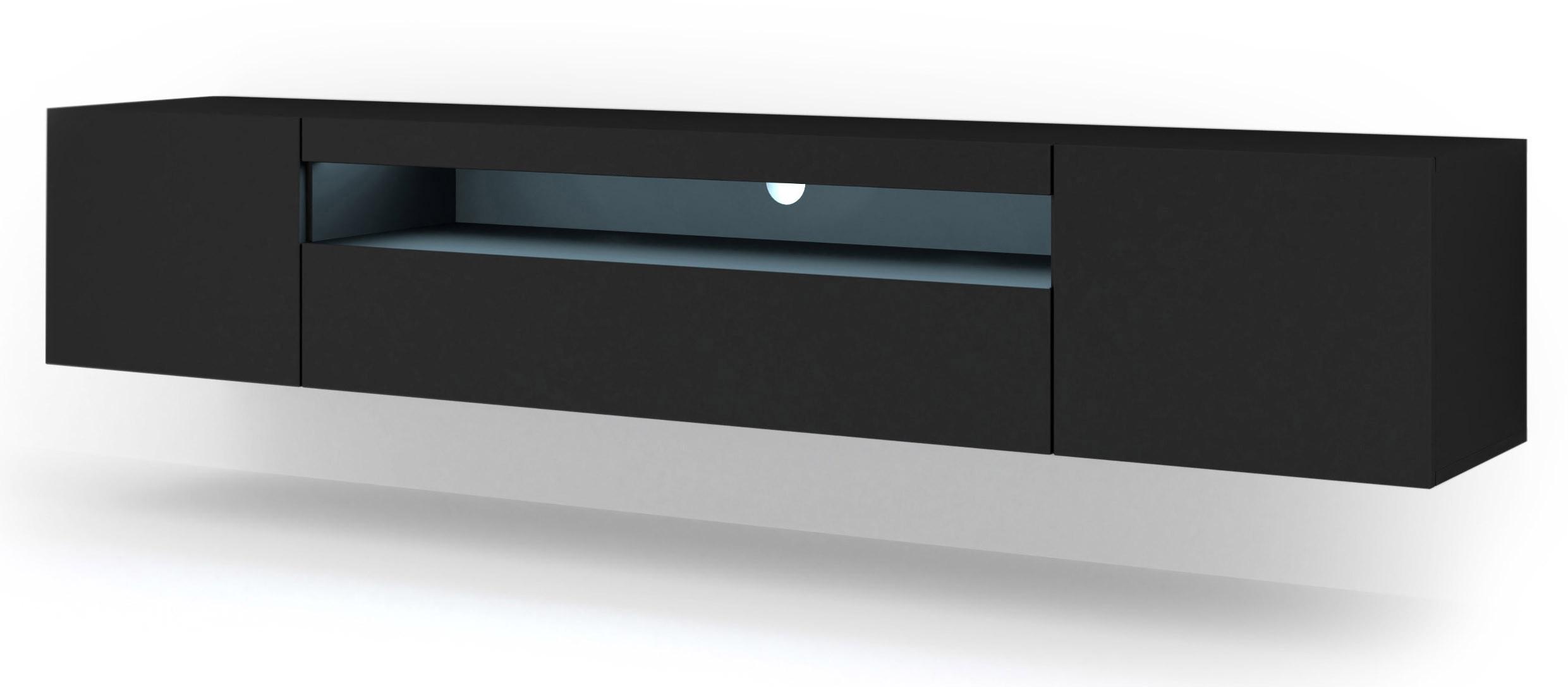 TV LOWBOARD Schwarz 200/42/37 - Schwarz, Holzwerkstoff (200/42/37cm) - RAUMHIRSCH FURNITURE