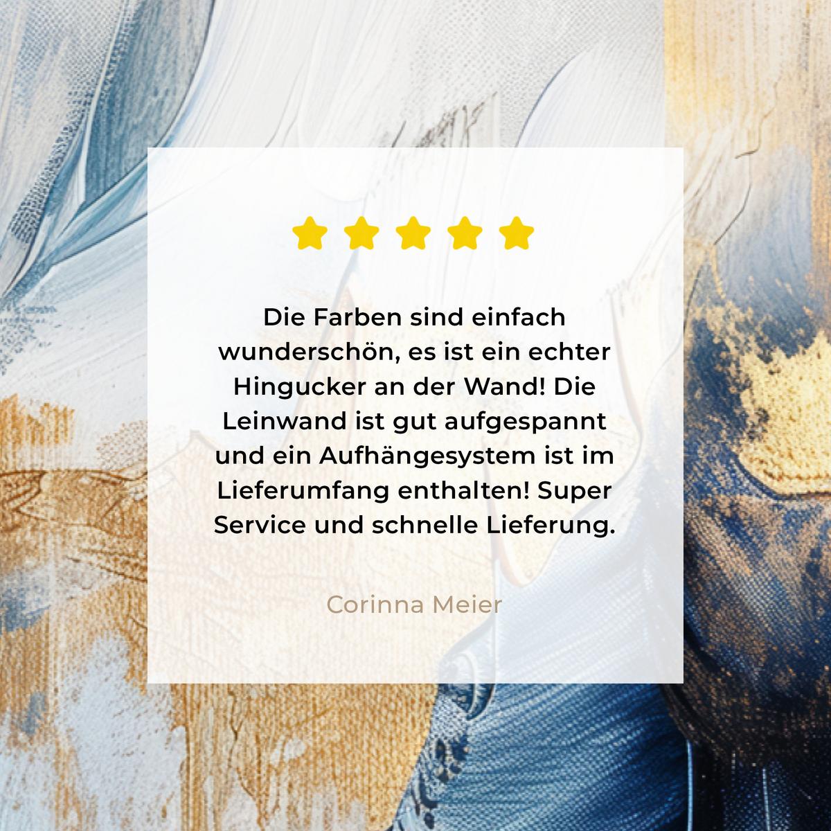 LEINWANDBILD Gold - Blau - Aquarell - Kunst - Modern Wohnzimmer Groß 120x80 cm - Hellblau, Textil (120/80cm) - MuchoWow