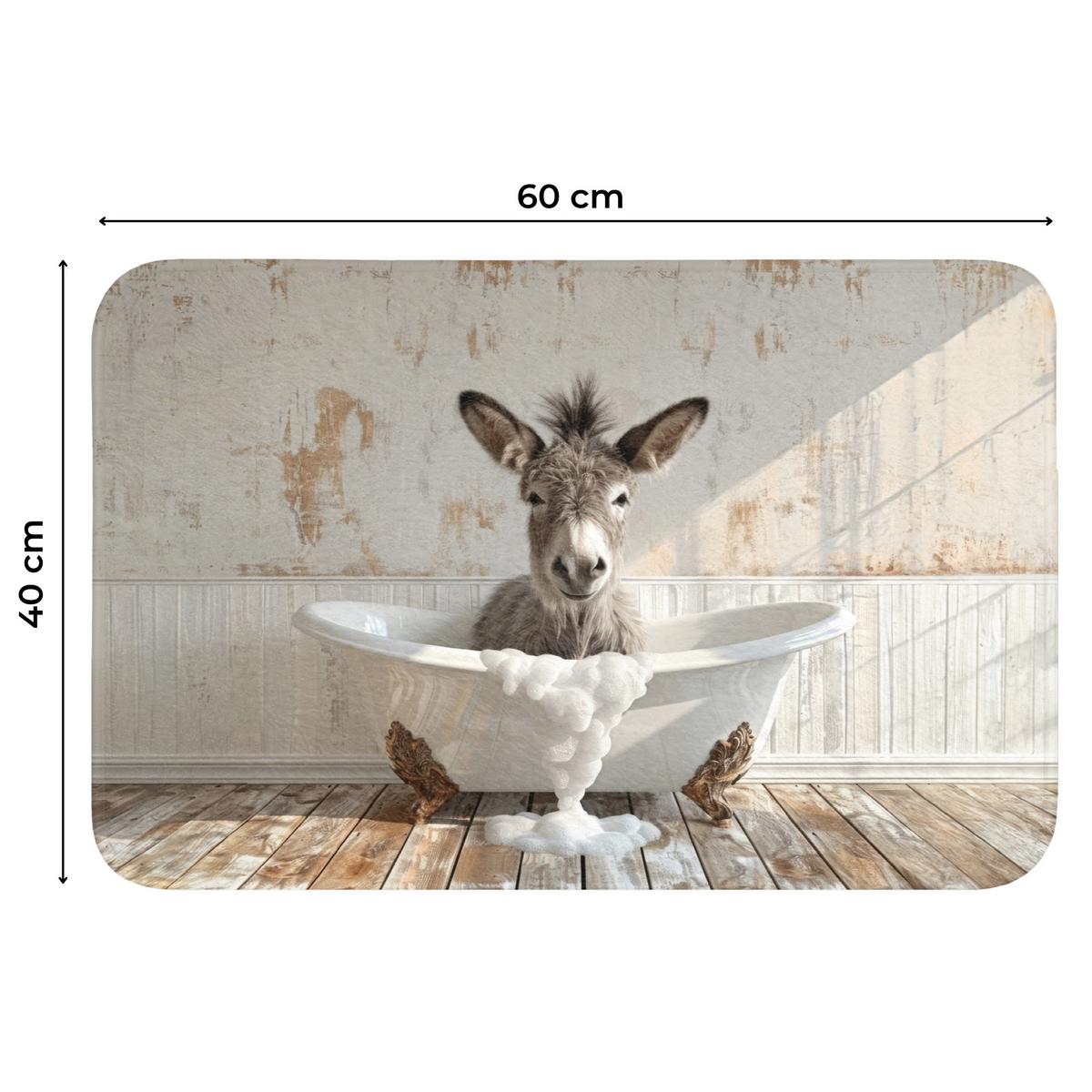 WC-VORLEGER Esel - Tiere - Badewanne - Schaumstoff Toilettenvorleger 60x40 cm - Creme, Textil (60/1cm) - OnlyWow