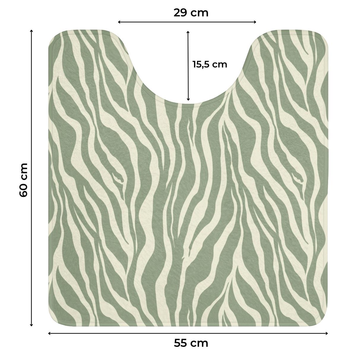 WC-VORLEGER Zebra - Motiv - Grün Toilettenvorleger 55x60 cm - Salbeigrün, Textil (55/1cm) - OnlyWow