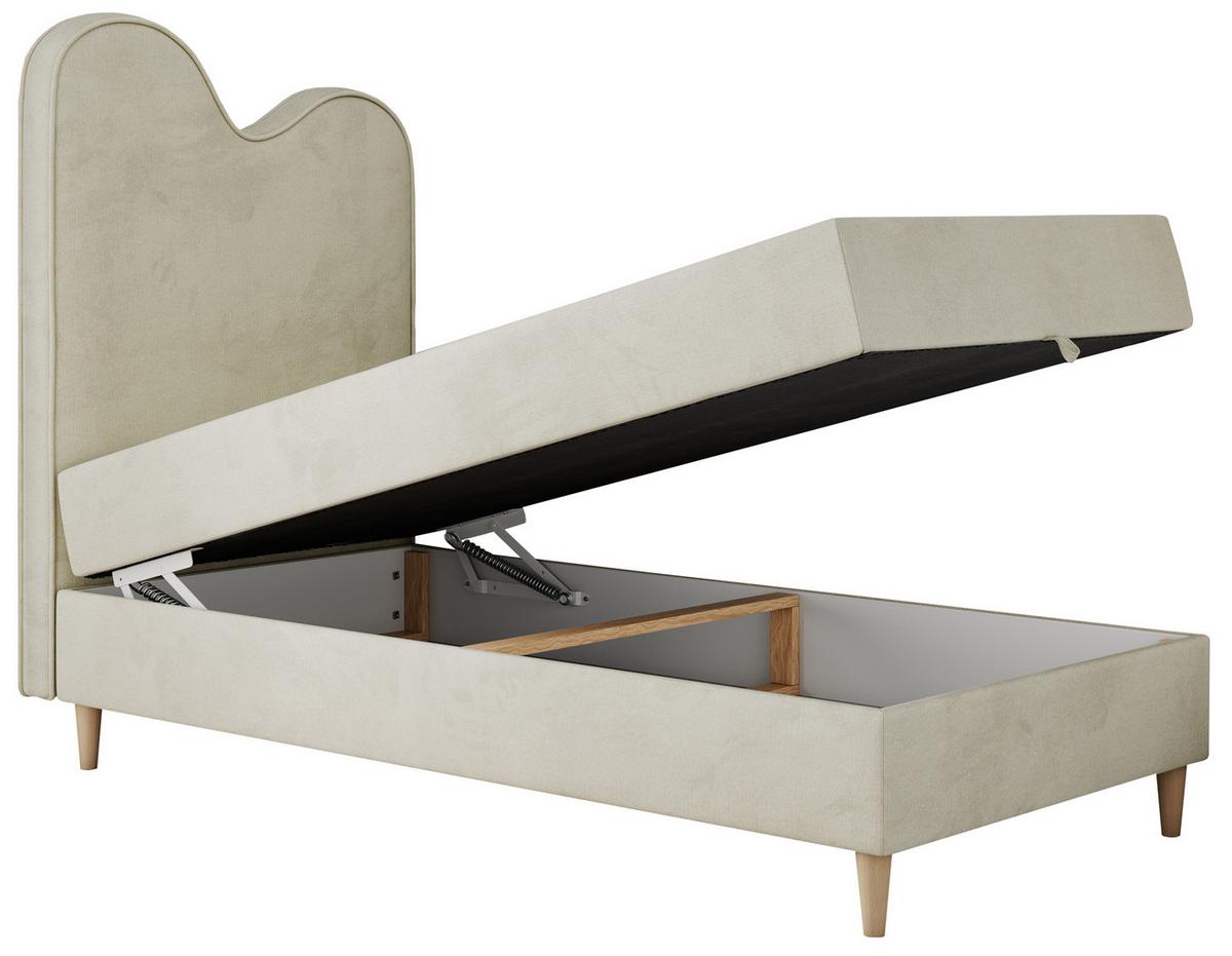 BOXBETT FLOW 90/180 Beige Velvet hydrophob - H3 - Beige, Holz/Textil (90/180cm) - MKS