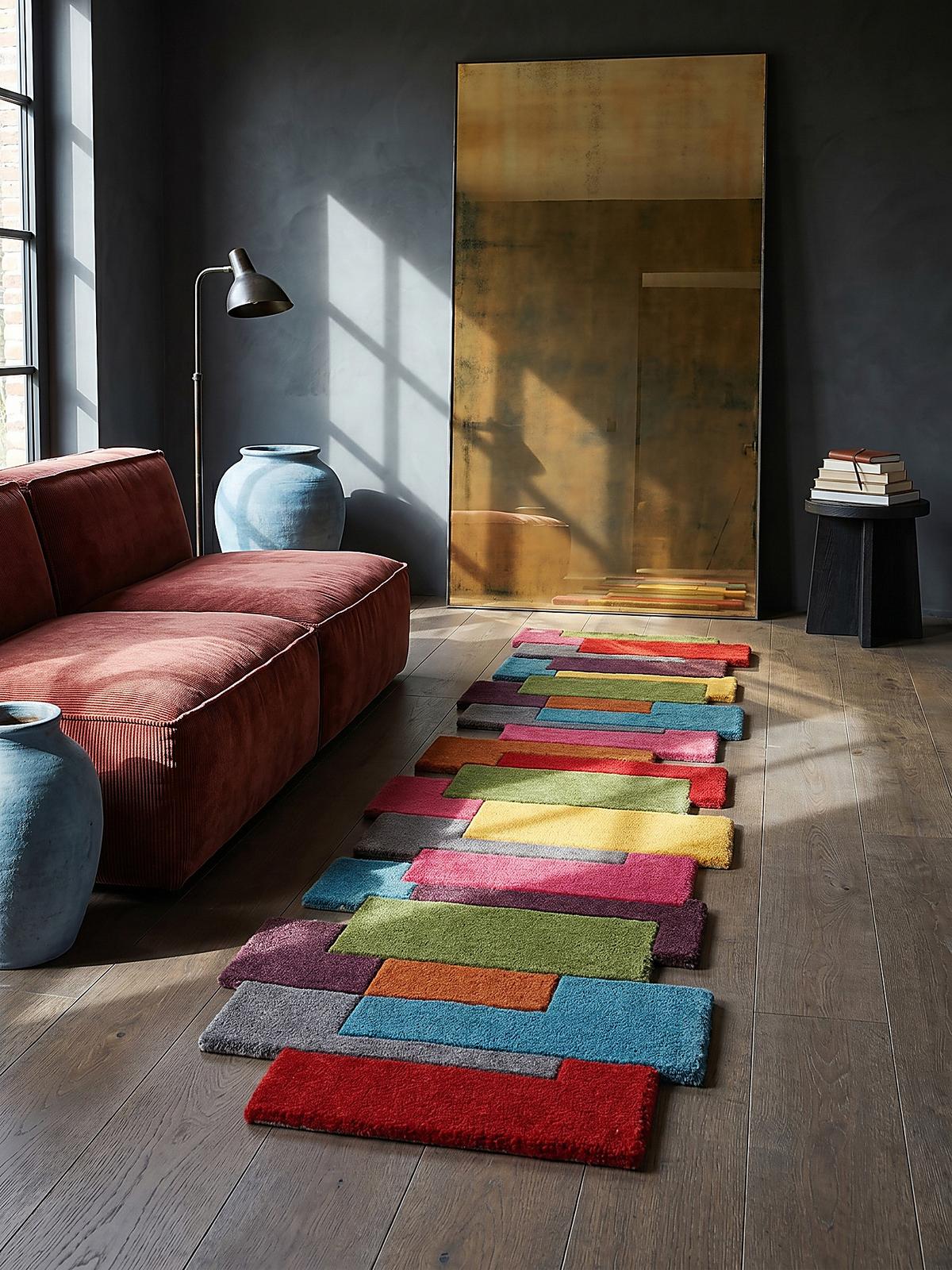 WOLLTEPPICH HALLEIN, geometrisch, Bunt, 60 x 230 cm - Multicolor, Textil (230/60cm) - KADIMA DESIGN