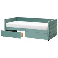 TAGESBETT mit Stauraum 90/200 Samtstoff Mintgrün Marray - Mintgrün, Textil (90/200cm) - Beliani