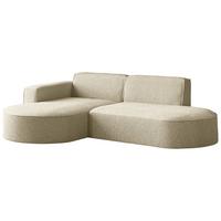 ECKSOFA Hana L-Form 3-Sitzer Ecke Links, Boucle, Beige 241/73/168 cm - Beige/Schwarz, Textil/Metall (241/168cm) - WFL GROUP