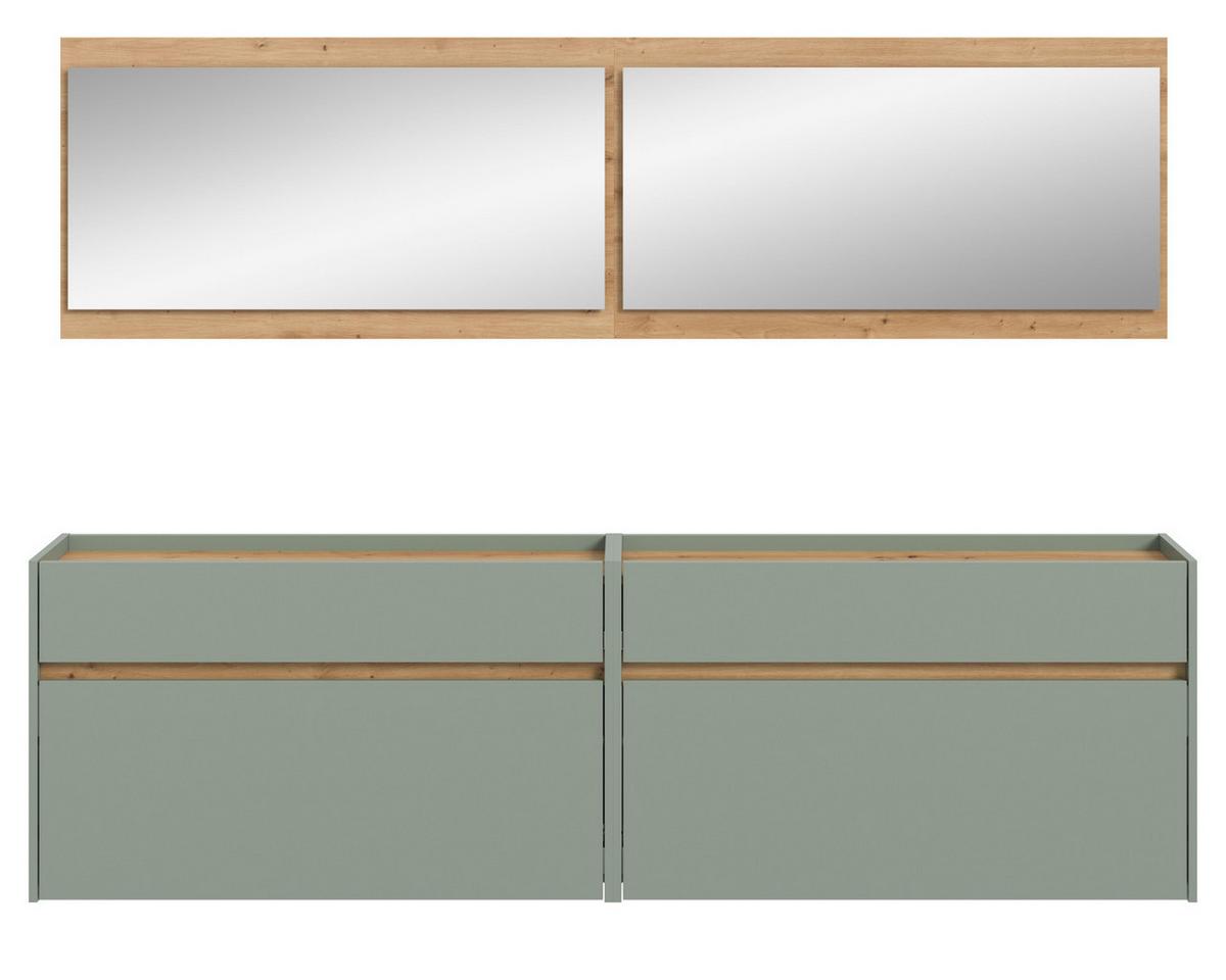 GARDEROBE-SET Salbei und Artisan Eiche, Garderobe 4-teilig, 220 x 192 cm, Borga - Salbeigrün/Eiche Artisan, Holzwerkstoff (220/192/32cm) - Inn.Furn