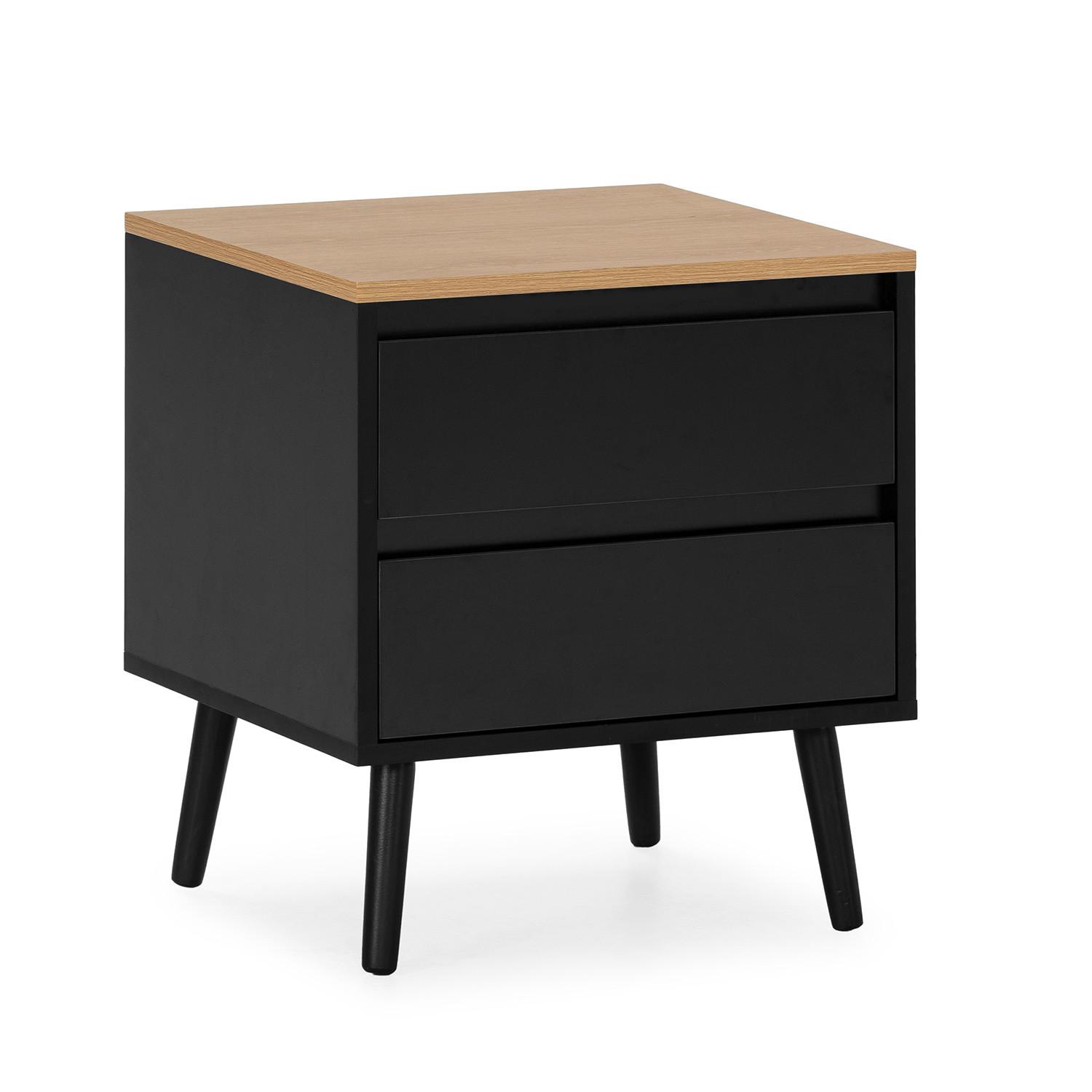 NACHTTISCH Desi 2 schubladen schwarze Farbe - Schwarz, Holzwerkstoff (45/55/40cm) - VS Venta-stock