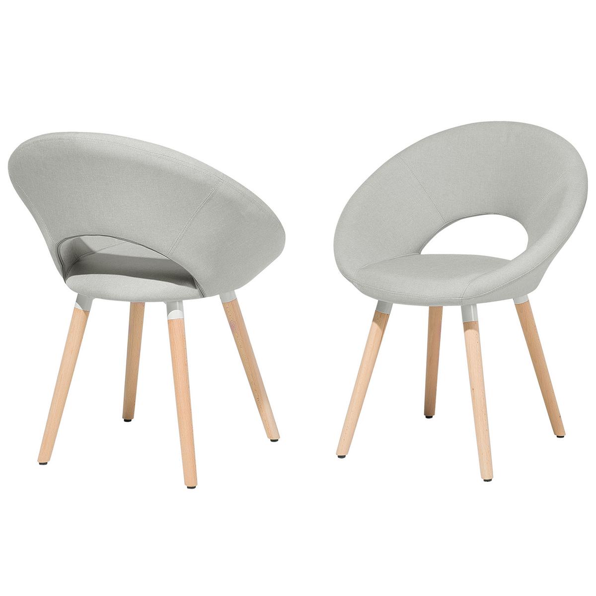 ESSZIMMERSTUHL 2er-Set Polsterbezug Grau Roslyn - Grau, Holz/Textil (66/80/45cm) - Beliani
