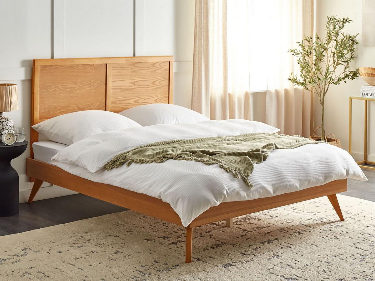 BETT mit Lattenrost 160/200 cm Hellbraun Istres - Hellbraun, Holzwerkstoff (160/200cm) - Beliani