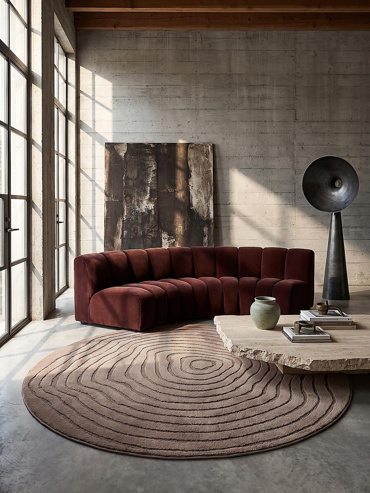 TEPPICH Kurzflor CETINA Gestreift Polypropylen-Polyester Braun 160 x 160 cm - Braun, Textil (160/160cm) - KADIMA DESIGN