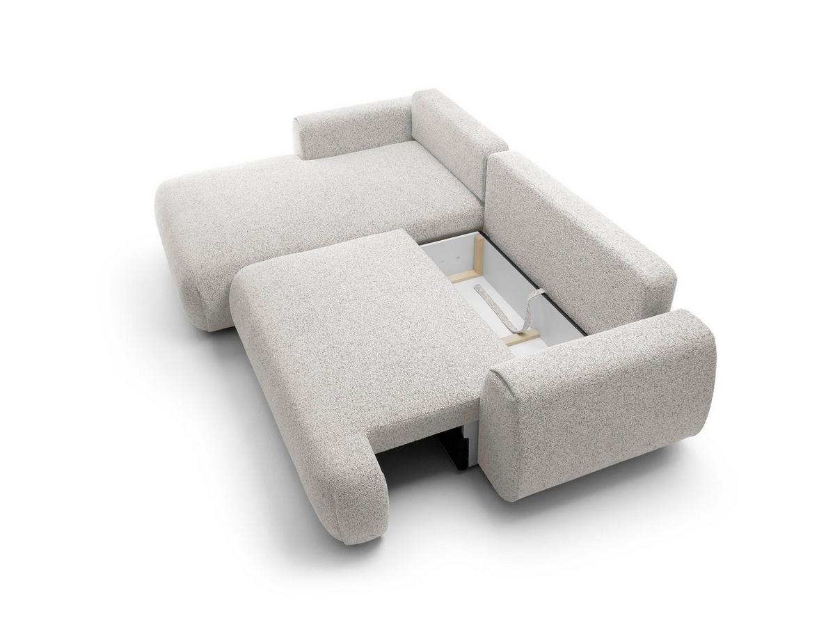 ECKSOFA ZEST Grau Geflochtener Stoff mit Schlaffunktion - Grau, Holz (270/167cm) - MASSENO