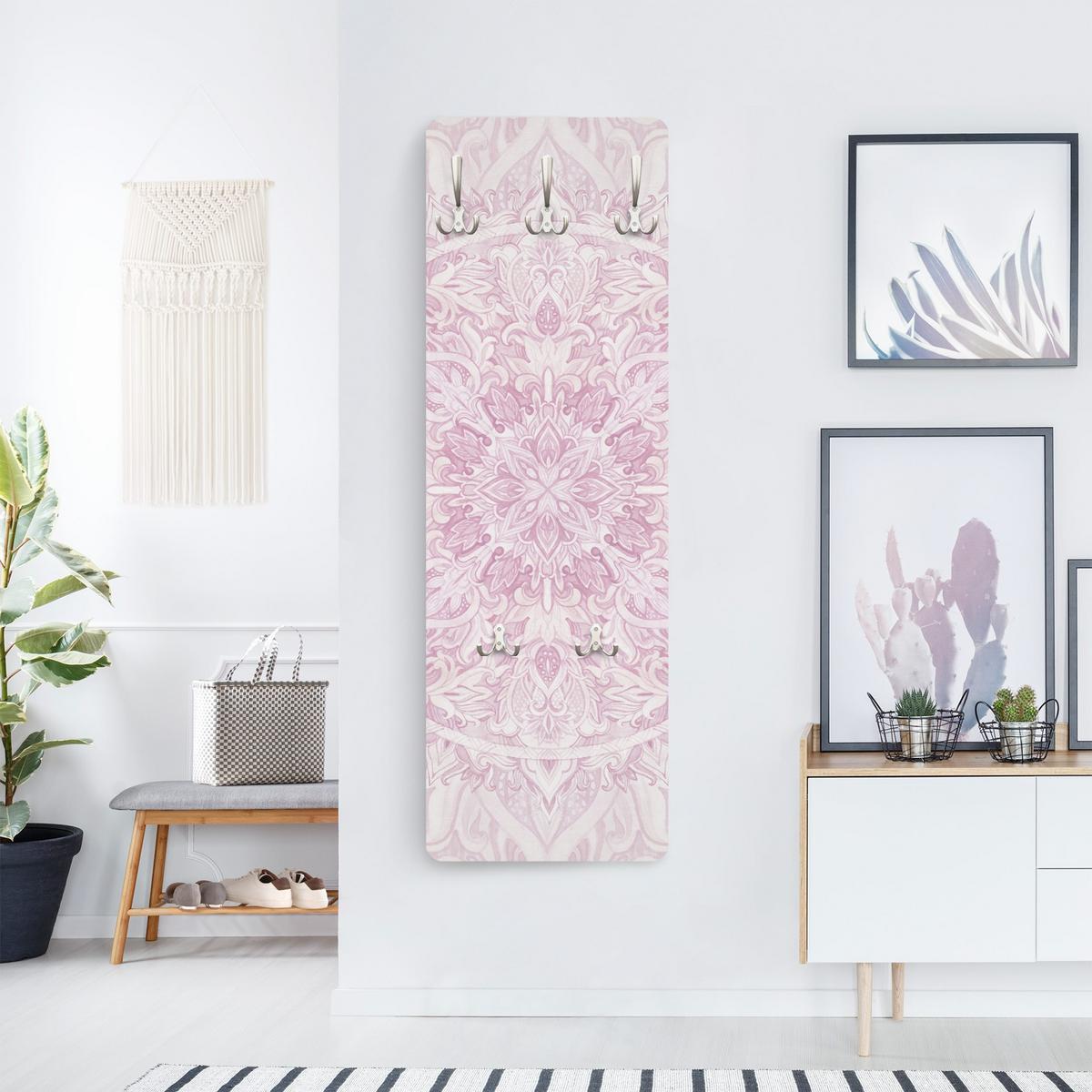 WANDGARDEROBE - Mandala Aquarell Ornament Rosa 34/105 cm - Rosa, Holzwerkstoff (34/105/1.6cm) - Bilderwelten
