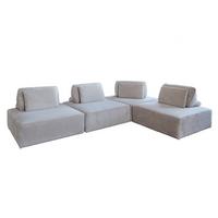 MODULSOFA WIOLO SOFT 4 MODULE 4 KISSEN Hellgrau Cord - Hellgrau/Schwarz, Kunststoff/Textil (333/84/222cm) - KAWOLA