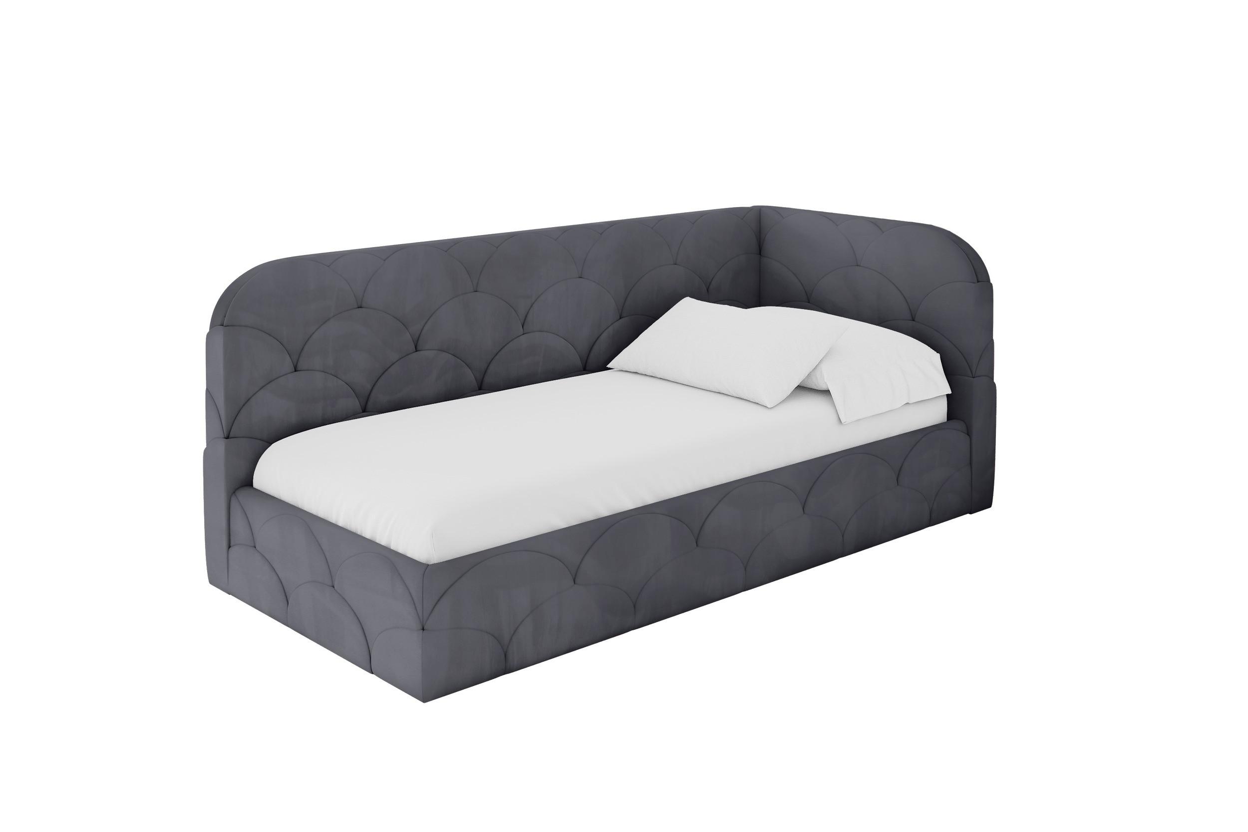 EINZELLBETT Jugendbett mit Bettkasten und Matratze H3/H4, Links - ELRY 100x200 Dunkelgrau - Dunkelgrau, Holzwerkstoff/Textil (100/200cm) - ALTDECOR