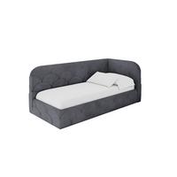 EINZELLBETT Jugendbett mit Bettkasten und Matratze H3/H4, Links - ELRY 100x200 Dunkelgrau - Dunkelgrau, Holzwerkstoff/Textil (100/200cm) - ALTDECOR