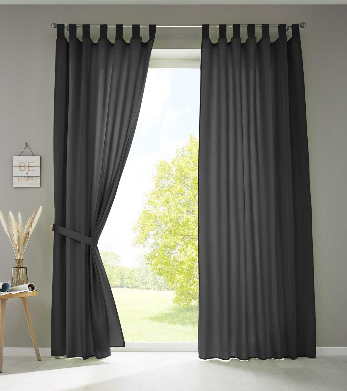VORHANG 2ER SET POTSDAM HxB 225x140 cm Schwarz - Schwarz, Textil (140/225cm) - Gardinenbox