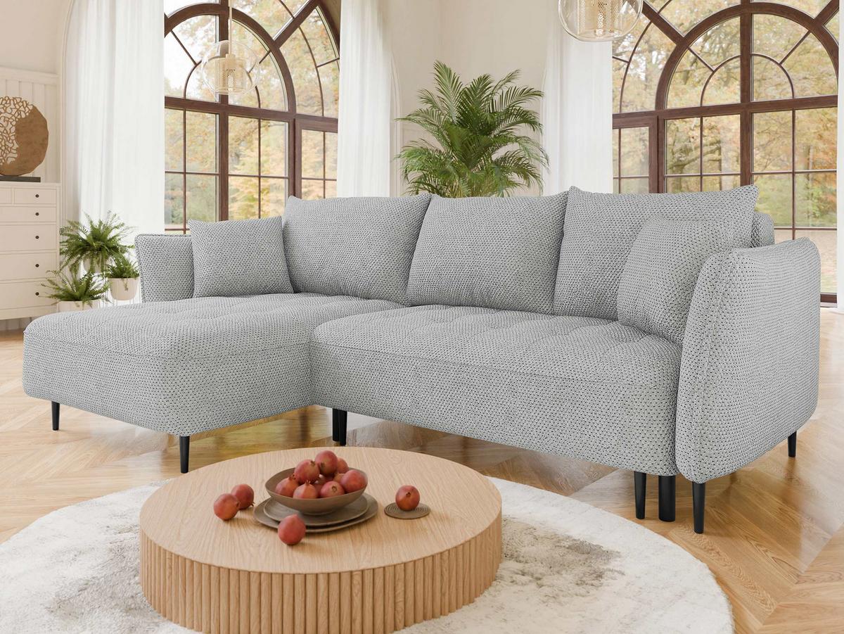 ECKSOFA Bari, Seite: Links - Schwarz/Grau, Holz/Textil (276/158cm) - MIRJAN24