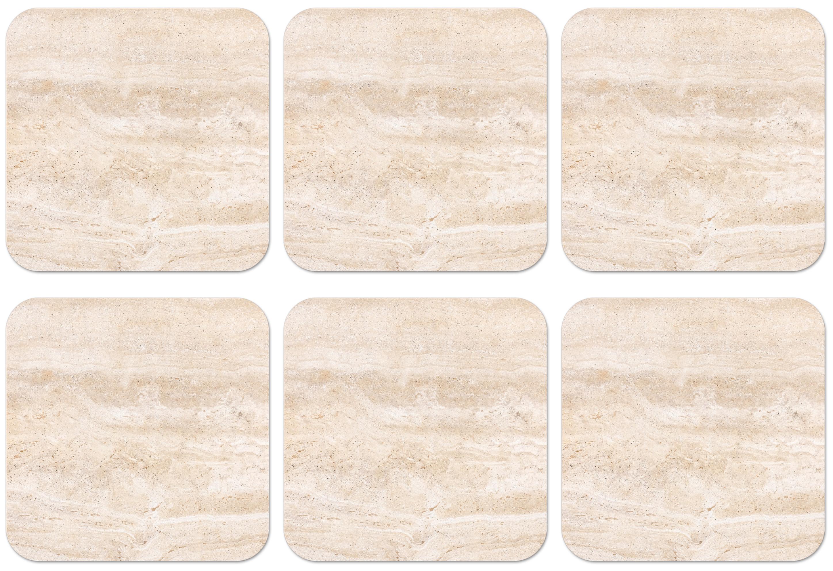 GLASUNTERSETZER 6er-Set Marmor - Steine - Sand - Textur Tischuntersetzer 10x10 cm - Sandfarben, Naturmaterialien (10/0.2cm) - MuchoWow