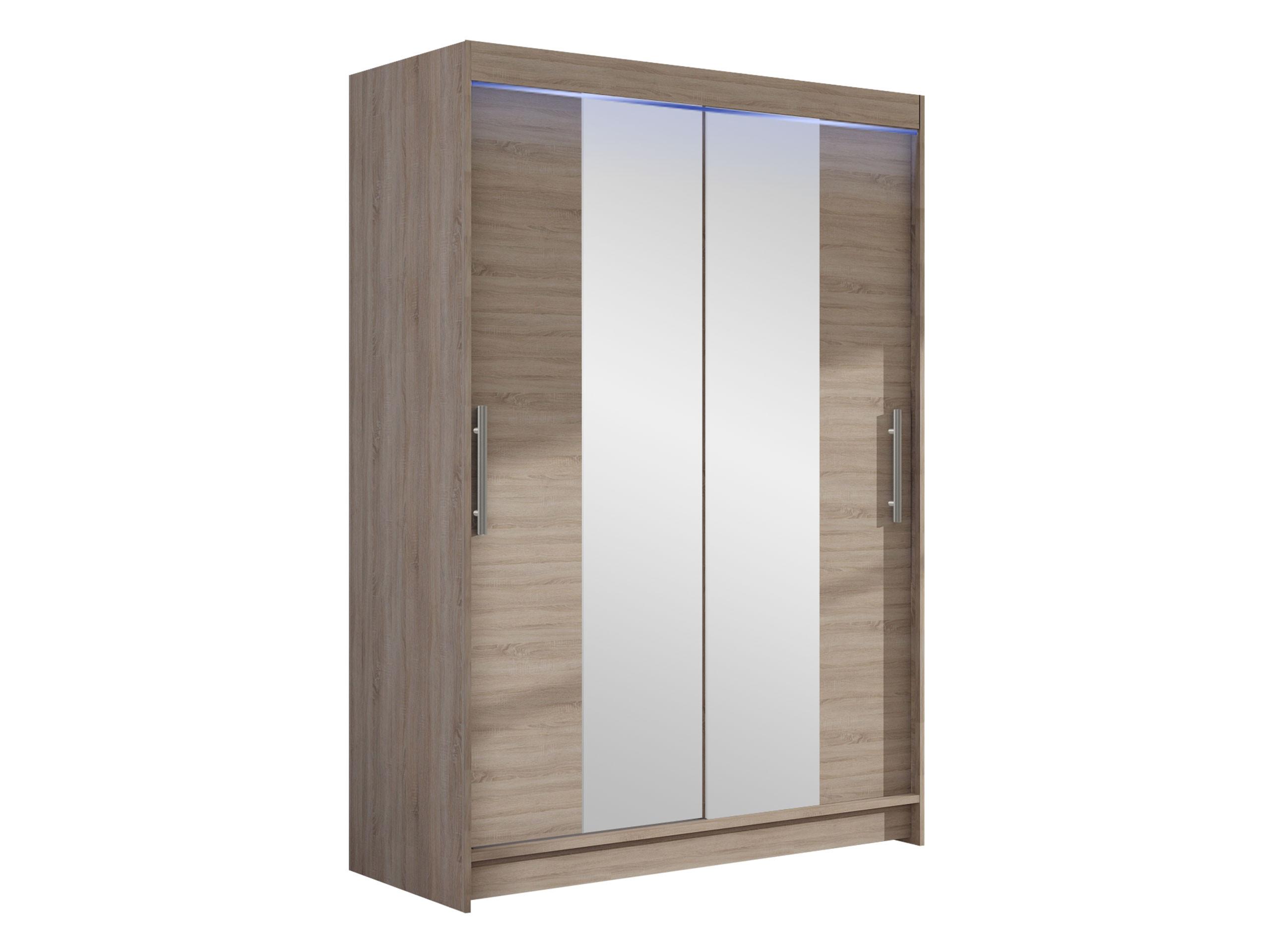 KLEIDERSCHRANK Miami II, mit RGB LED Beleuchtung - Silberfarben/Trüffeleichefarben, Holzwerkstoff/Kunststoff (120/200/58cm) - MIRJAN24