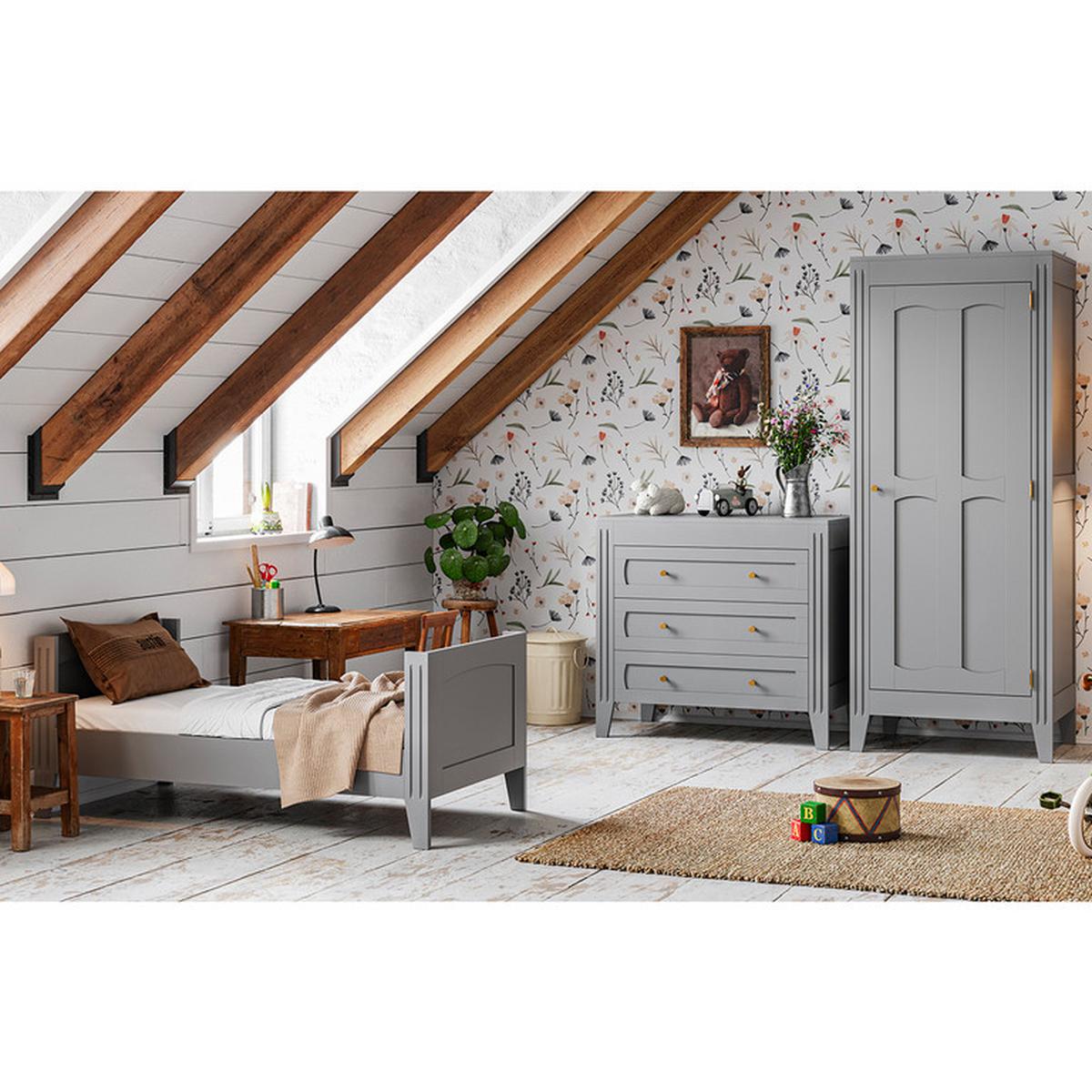 SCHRANK 1 Tür Grau - Grau, Holzwerkstoff (80/197/55cm) - Petits-meubles