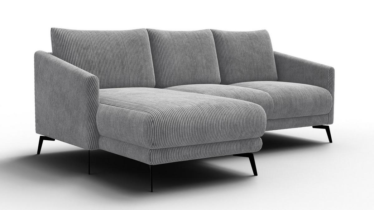 ECKSOFA VILT 3-Sitzer, hellgrau - Hellgrau/Schwarz, Holzwerkstoff/Textil (221/156cm) - Wozimo