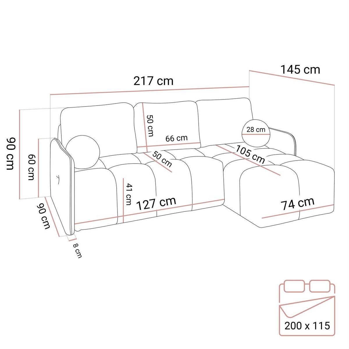 AUSZIEHBARES Ecksofa GAMMA mit Schlaffunktion Quelle 05 - Beige, Textil (217/145cm) - Lookway