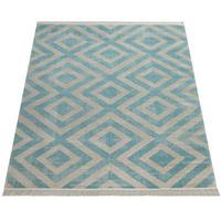 FLACHWEBTEPPICH, mit Rautenmuster, Blau, 60 x 100 cm - Blau, Textil (100/60cm) - KADIMA DESIGN