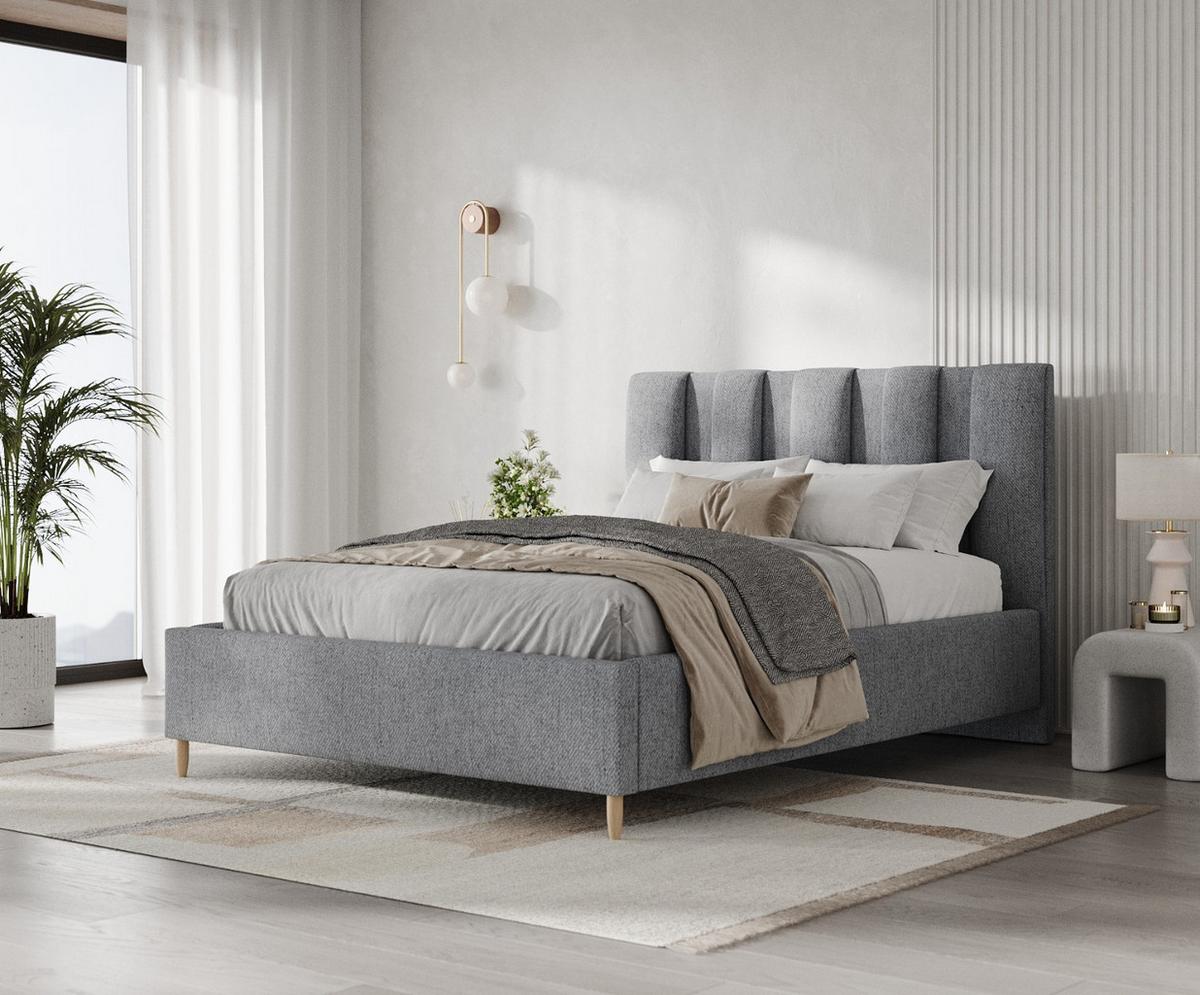 POLSTERBETT Loom 180/200 cm Grau im Neve Stoff - Naturfarben/Grau, Holz/Holzwerkstoff (180/200cm) - AltaBeds