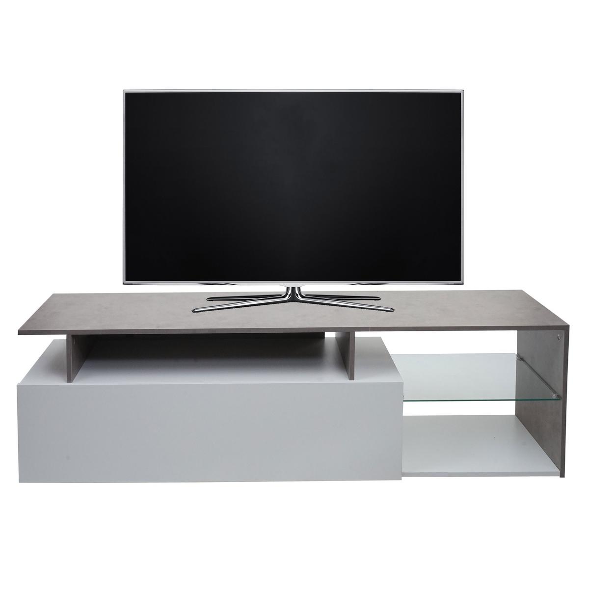 TV-RACK Beton Dekor, weiß - Weiß/Grau, Holz (170/47/40cm) - MCW