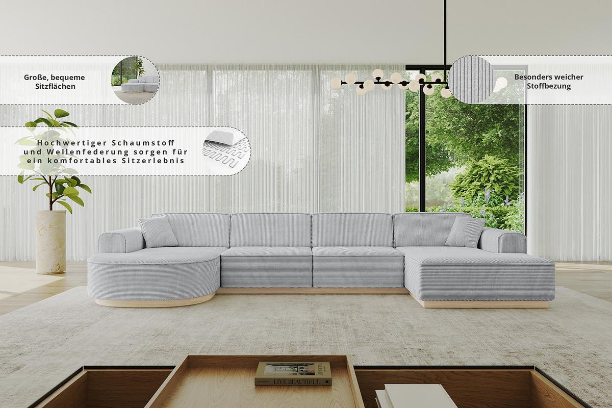 WOHNLANDSCHAFT ARRIO-U2 303x171x83 cm Braun - Braun, Holzwerkstoff/Textil (388/83/171cm) - ALTDECOR