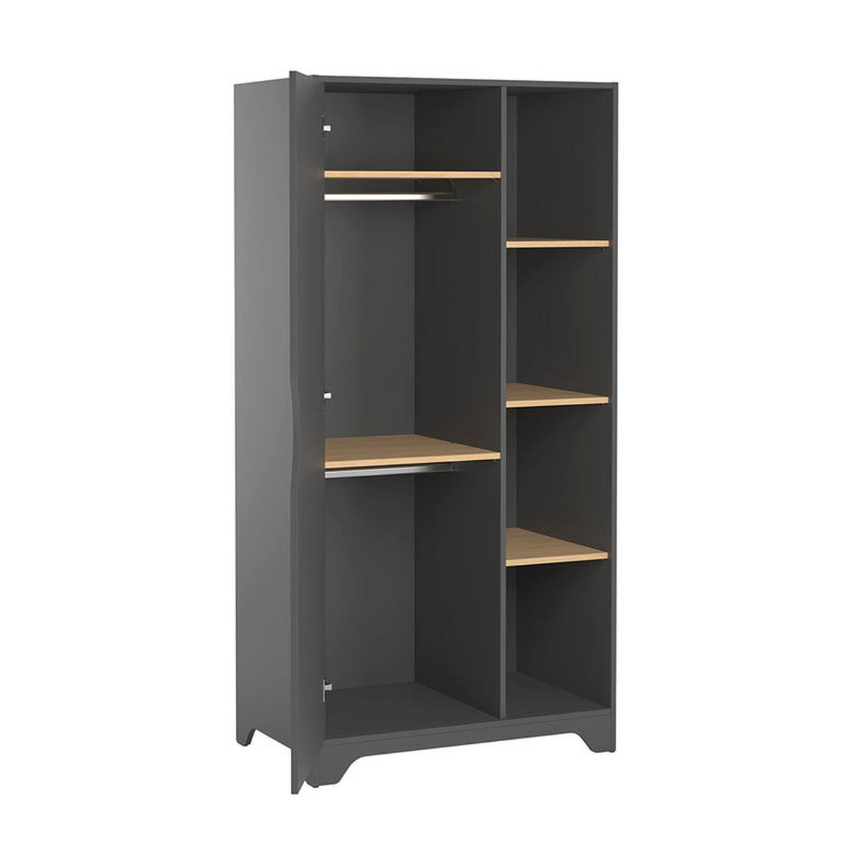BABYZIMMER 3-teilig Grau und Holz - Grau, Holzwerkstoff (88.5/189.5/52cm) - Petits-meubles
