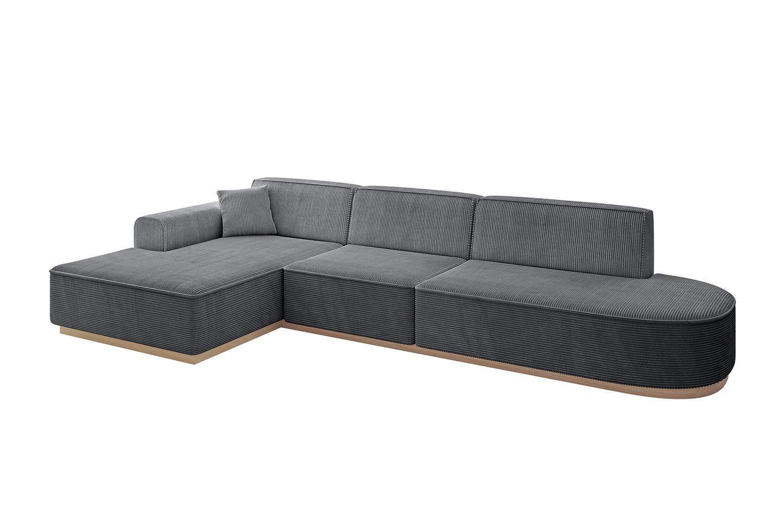 ECKSOFA Ottomane Links IREA-L2 - 327x165x80 cm Duneklgrau - Dunkelgrau, Holzwerkstoff/Textil (327/165cm) - ALTDECOR