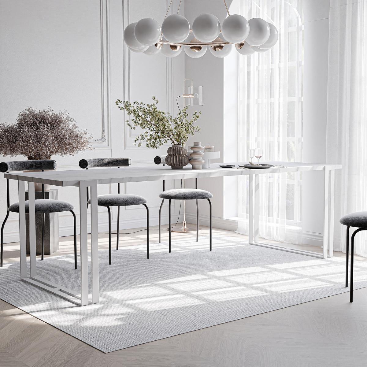 TISCH ausziehbar aus MDF, Weiß - Weiß, Holzwerkstoff (160/80/76cm) - Idohome