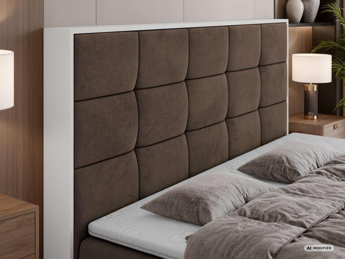 BOXBETT ALVIT 140/200 - Braun Velvet - Topper T25 - H3 - Schwarz/Braun, Kunststoff/Textil (140/200cm) - MKS