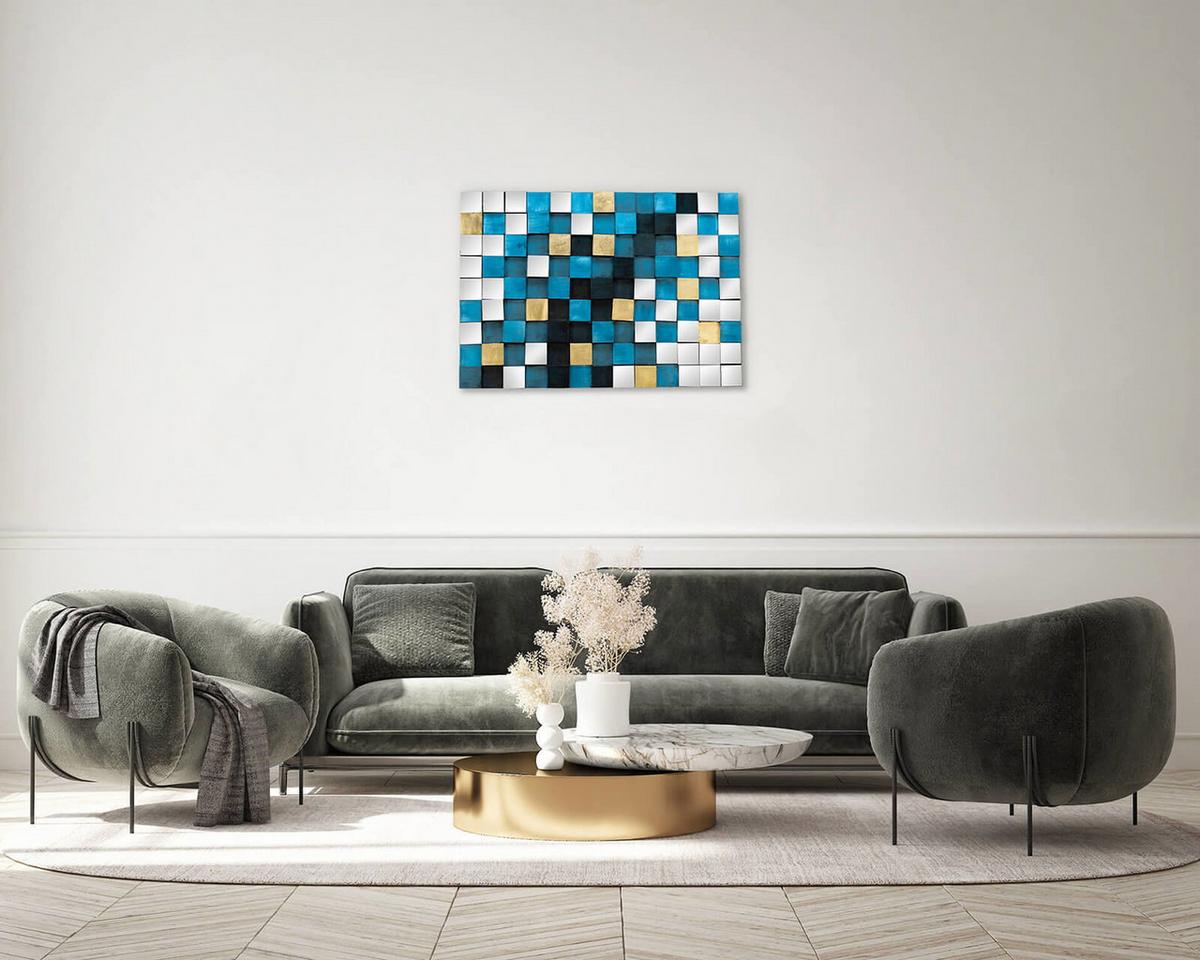 HOLZBILD Blau 100/70 cm - Blau, Holz/Kunststoff (9/70cm) - KUNSTLOFT